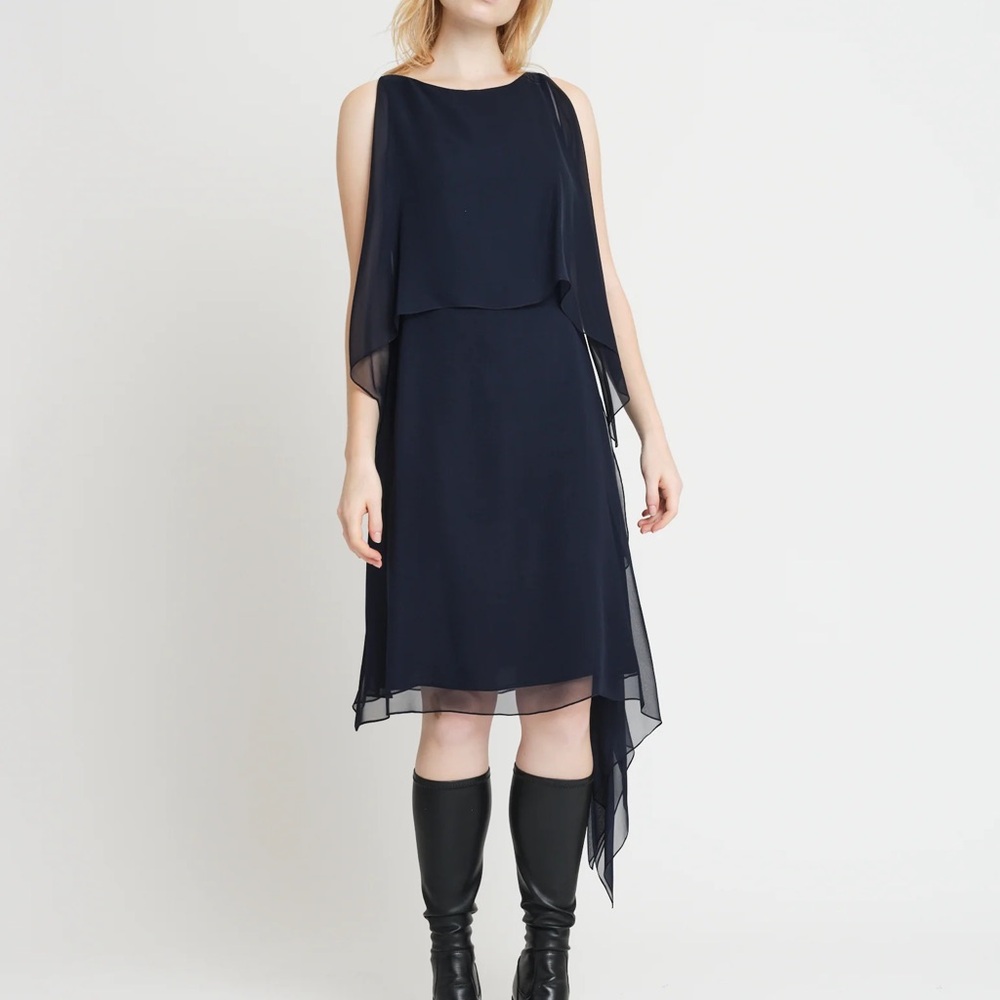 Morgane Le Fay Navy Silk Caelia Dress - Picture 10 of 10